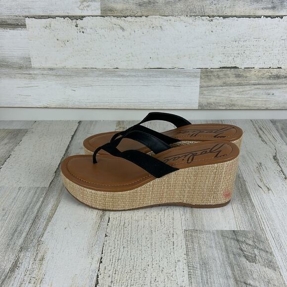Zodiac Women’s 10 Black Leather Espadrille Wedge Platform Sandals NEW - Picture 6 of 10